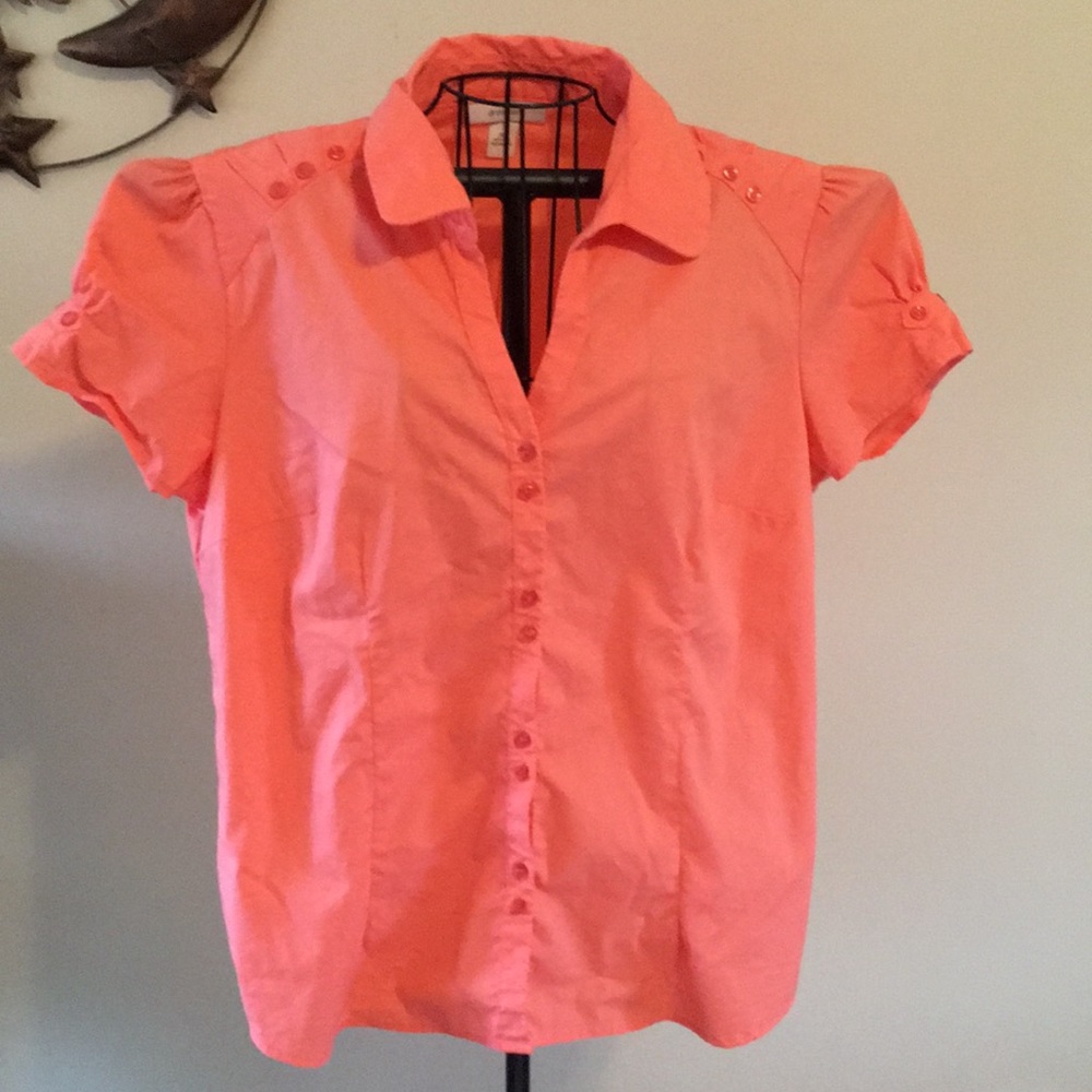 Dress barn coral color button down shirt XL 14/16
